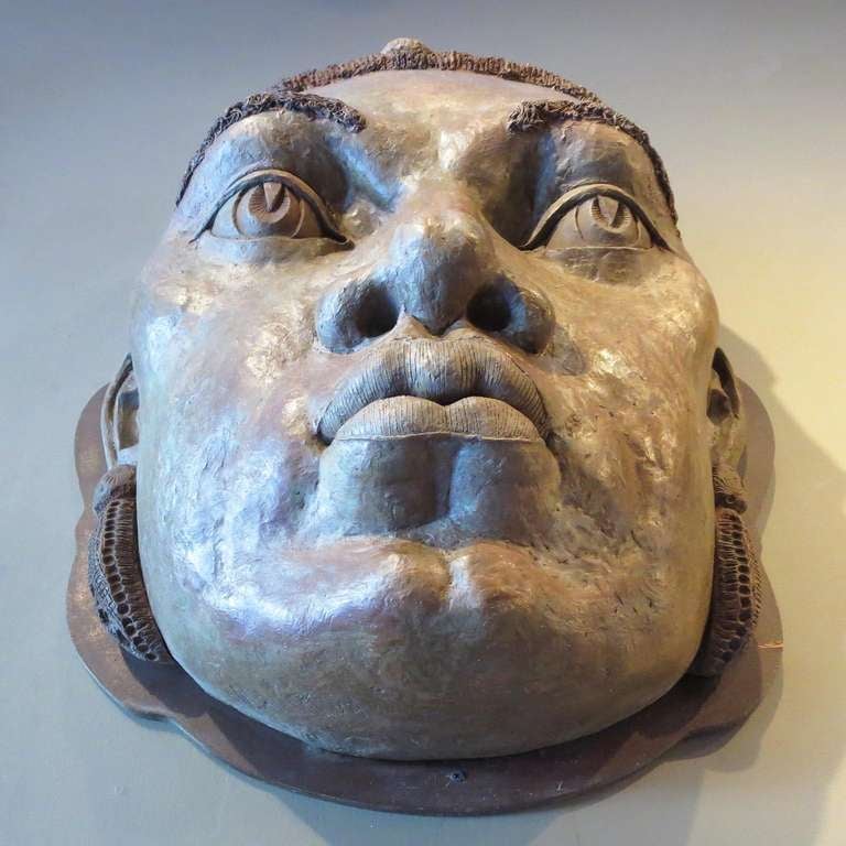 Monumental Terracotta Wall Mounted Heads In Good Condition In North Hollywood, CA