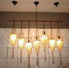 Hanging Silk Lamps by Fortuny