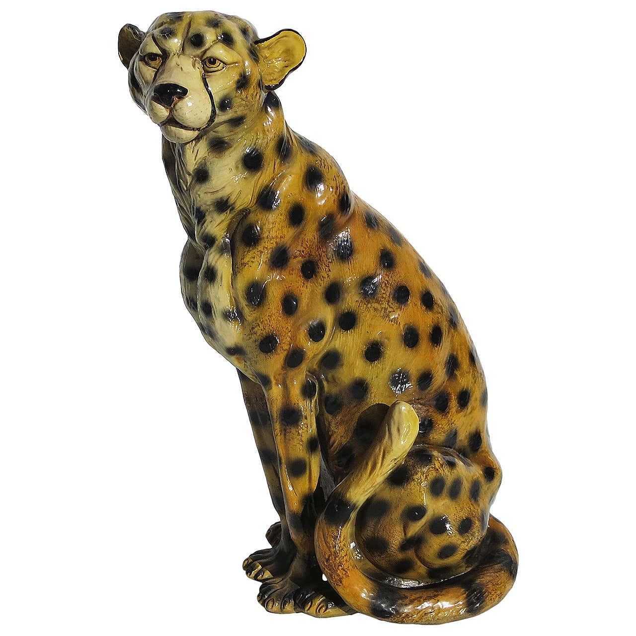 Lifesize Glazed Leopard Sculpture
