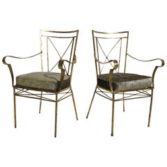 Gilded Occasional Hollywood Regency Arm Chairs