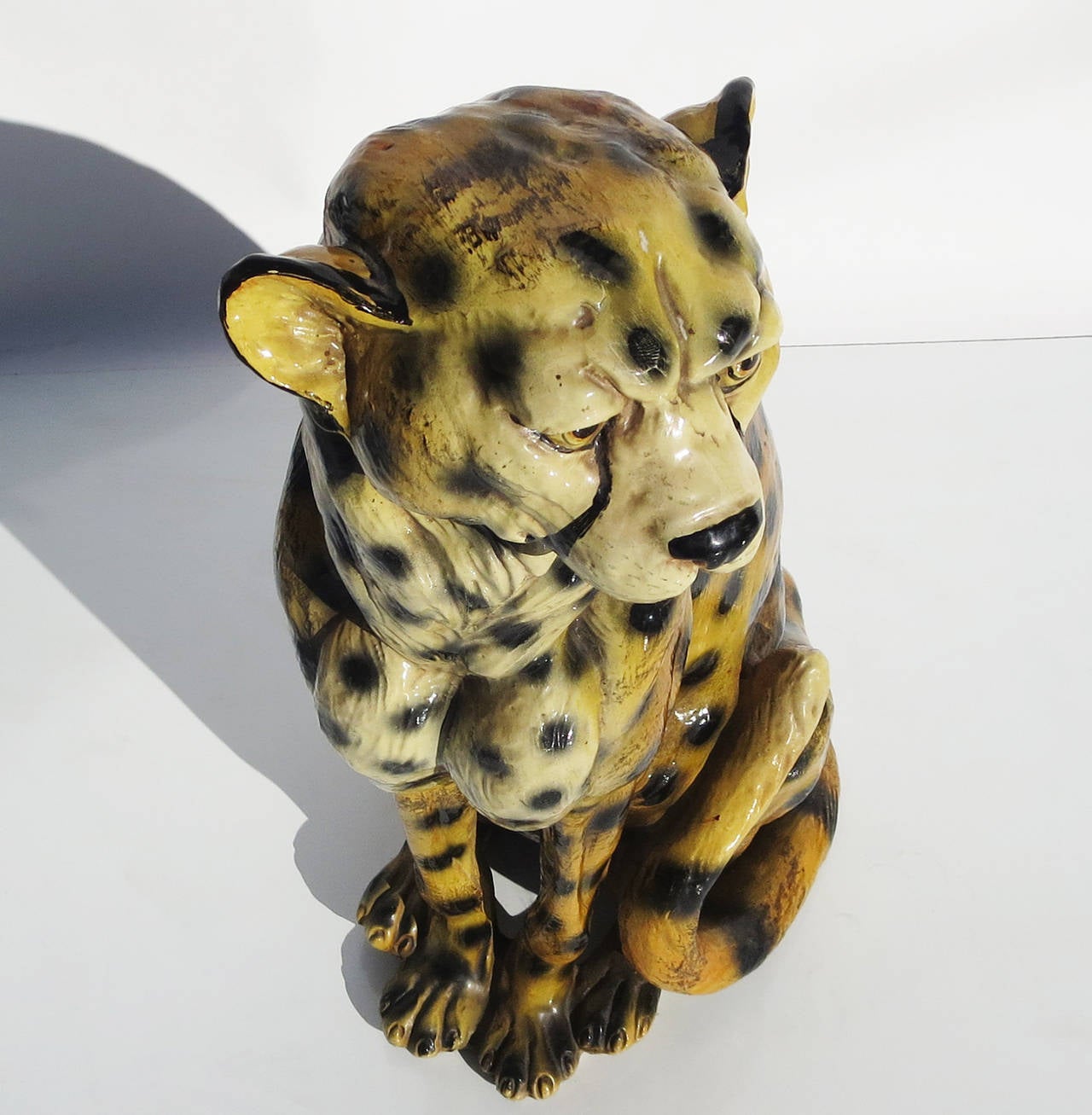 Modern Lifesize Glazed Leopard Sculpture