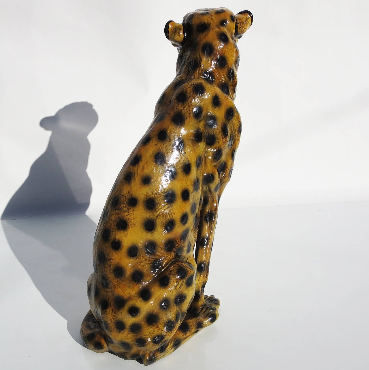 American Lifesize Glazed Leopard Sculpture