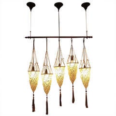 Fortuny Silk Hanging Lamps - Group of Five