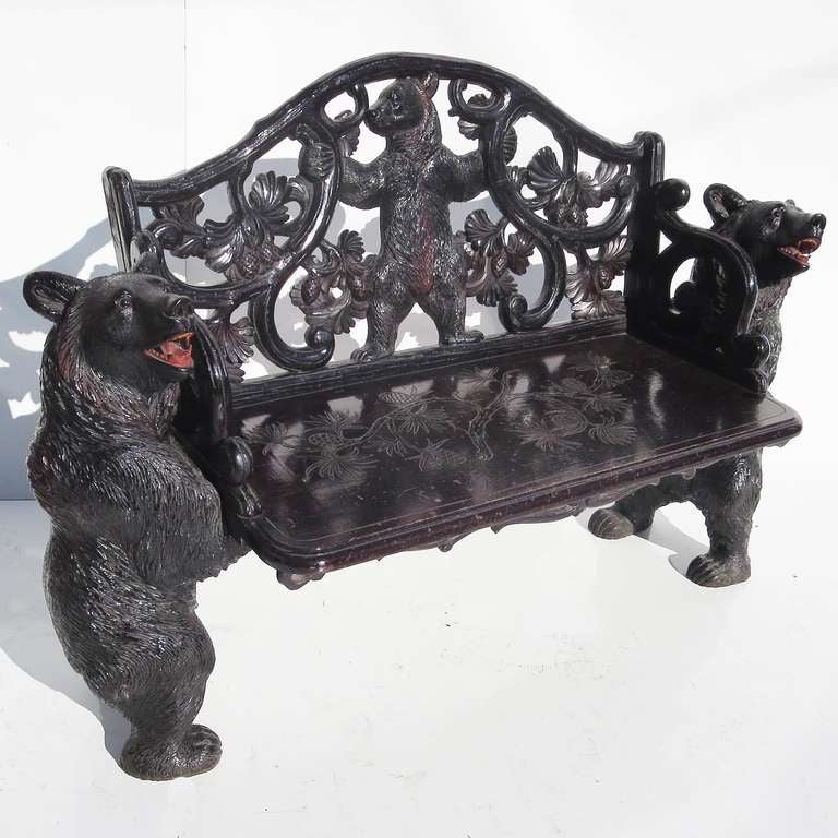 carved bear bench