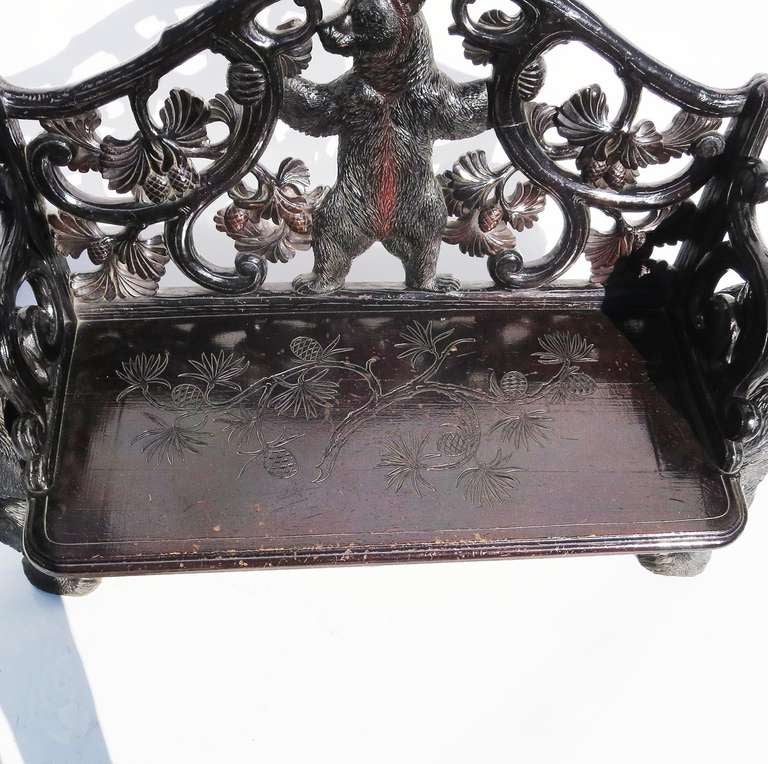 Black Forest Carved Black Bear Bench In Good Condition In North Hollywood, CA