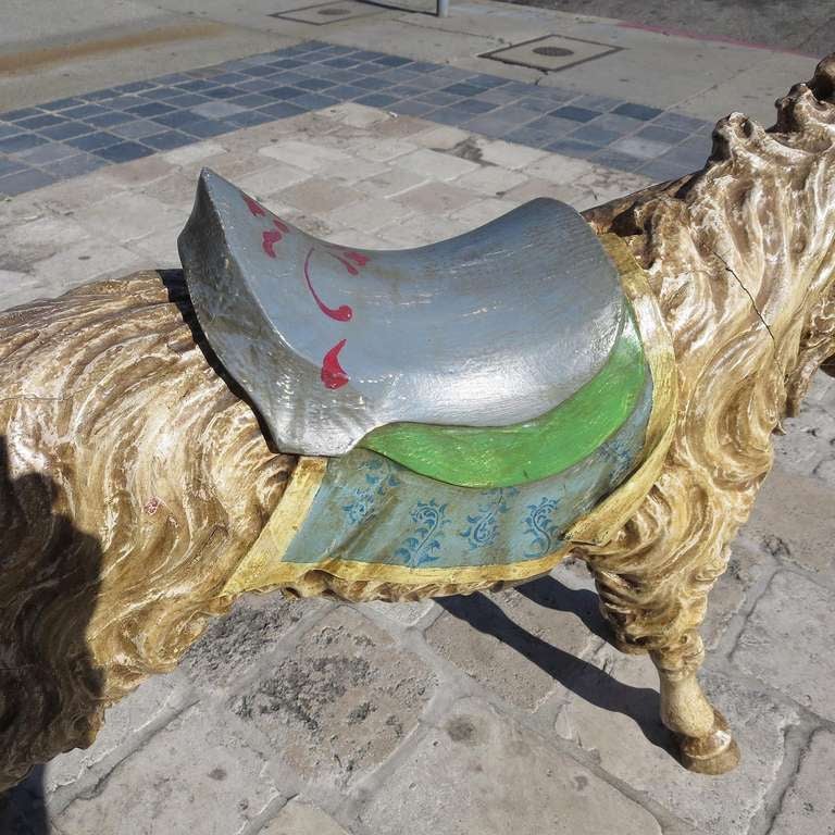 Mexican Carved and Painted Wooden Carousel Goat by E. Higareda