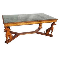 Carved Canines Library Table