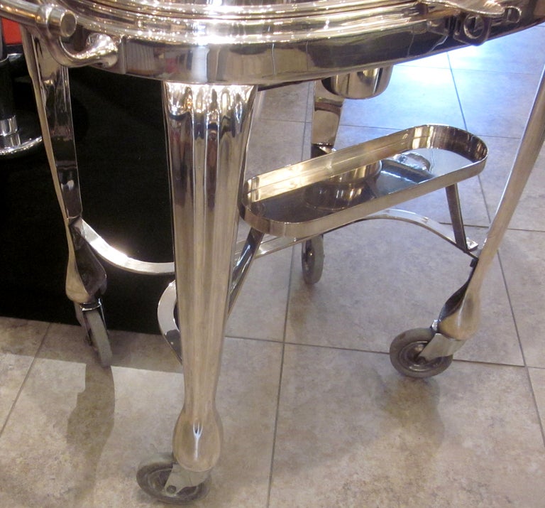 Created by Drakes Silversmiths, one of the finest companies in 1930's London, these fine trollies were also used by the Royal Family in Buckingham Palace. Ours is a beautiful example, and in very fine original condition. There are two gas pot