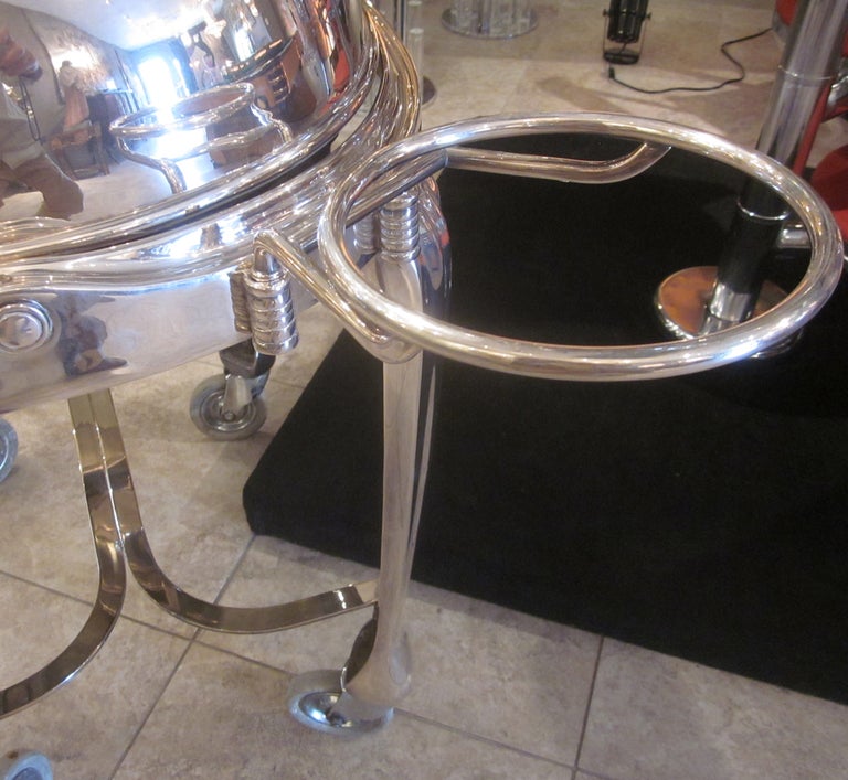 Mid-20th Century Art Deco Silver Meat Serving Trolley Cart