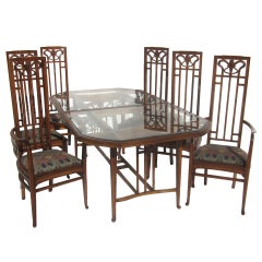 Art Nouveau Style Dining Table and Six Chairs