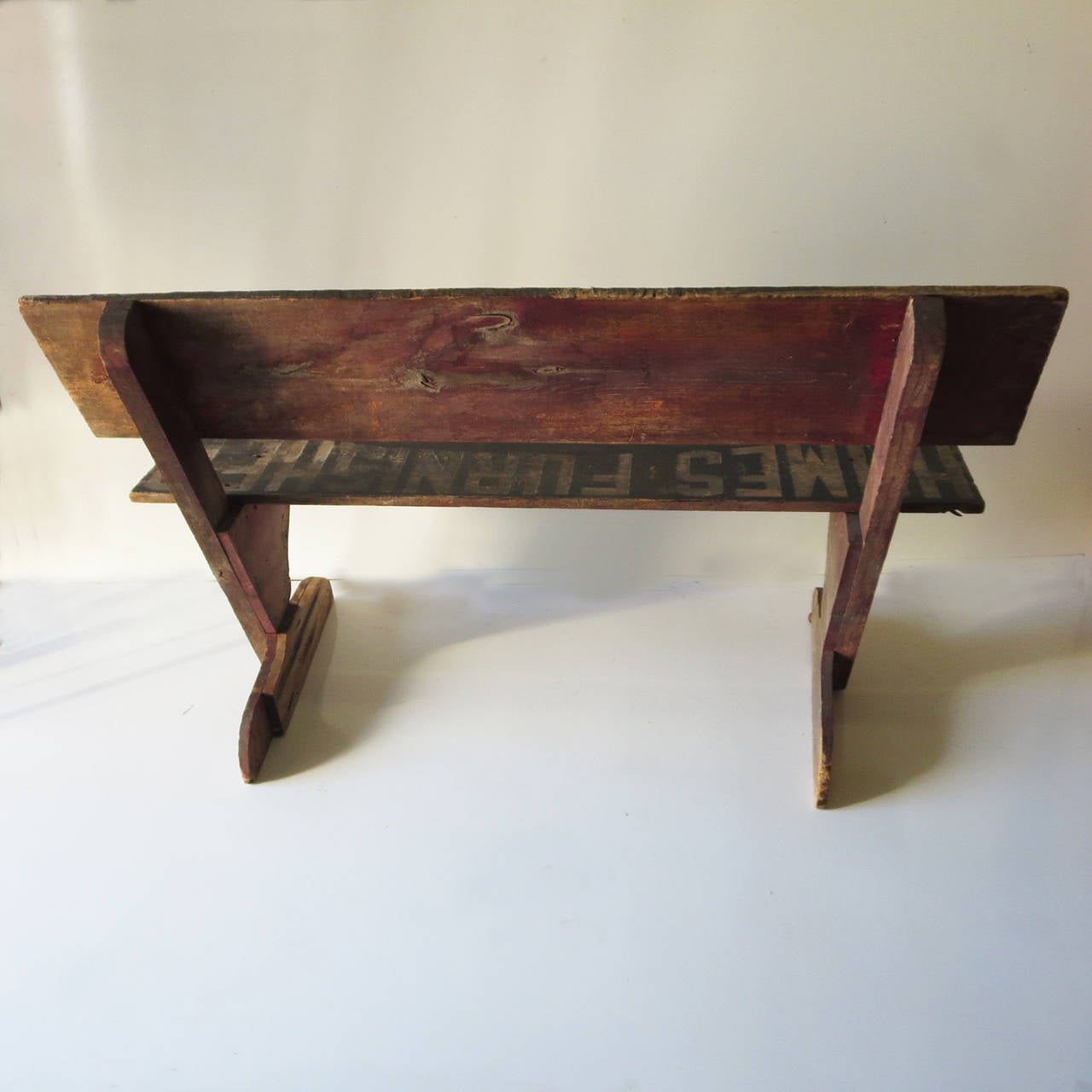 Early 20th Century Charming Park Bench with Embossed Advertising