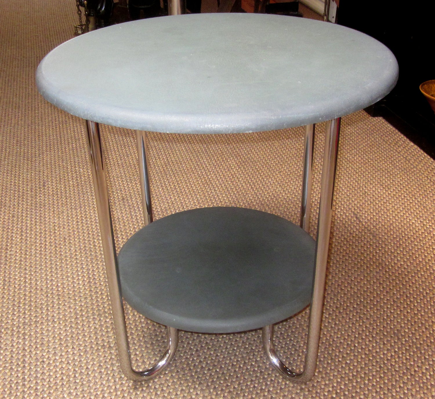 Art Deco Occasional Table in Chrome and Leather