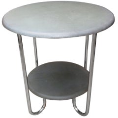 Art Deco Occasional Table in Chrome and Leather
