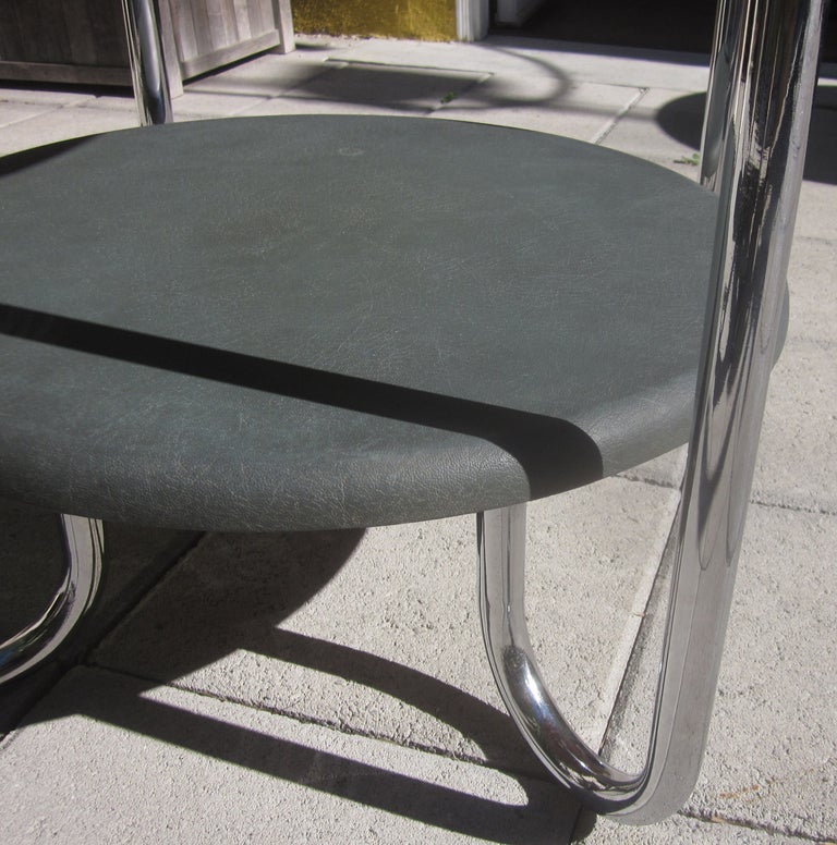 Mid-20th Century Art Deco Occasional Table in Chrome and Leather