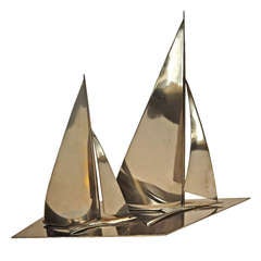 Bronze Sailboat Sculpture by Karl Hagenauer