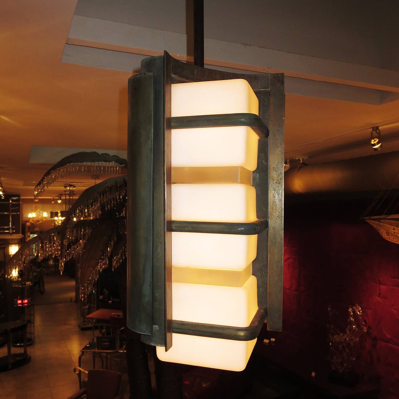 Mid-20th Century Stunning Architectural Bronze Hanging Lamps