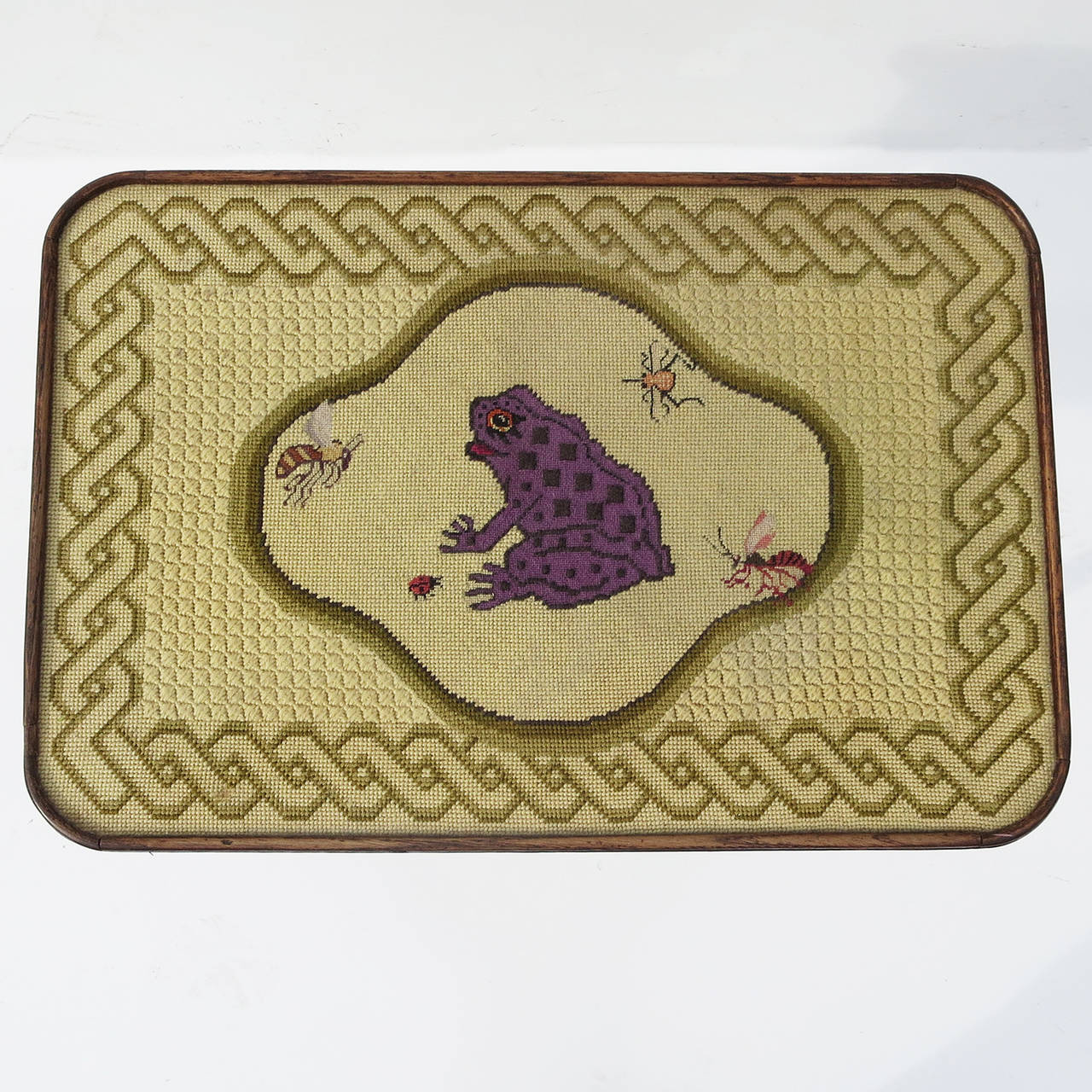 American Empire Occasional Table with Embroidery Top