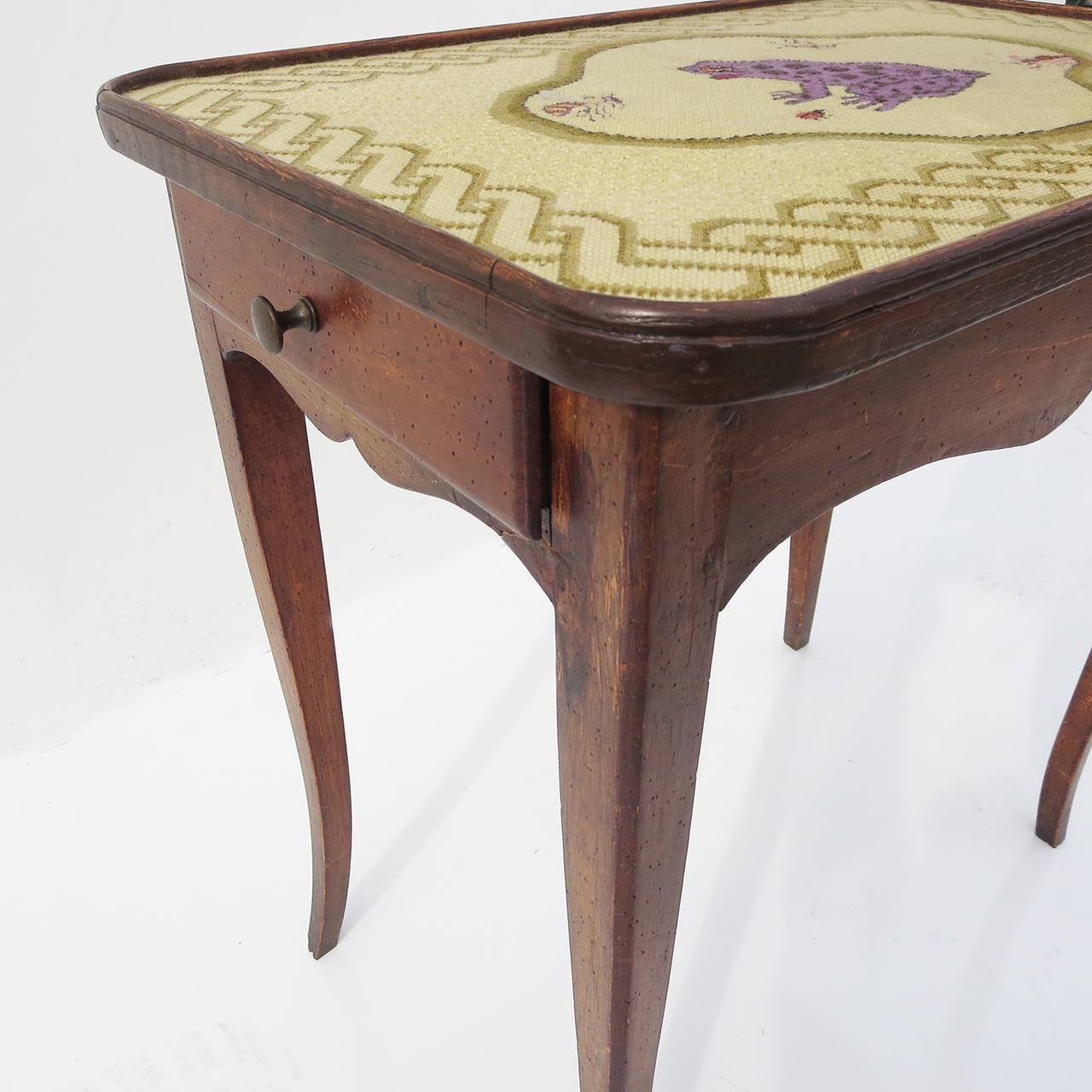 Early 20th Century Empire Occasional Table with Embroidery Top