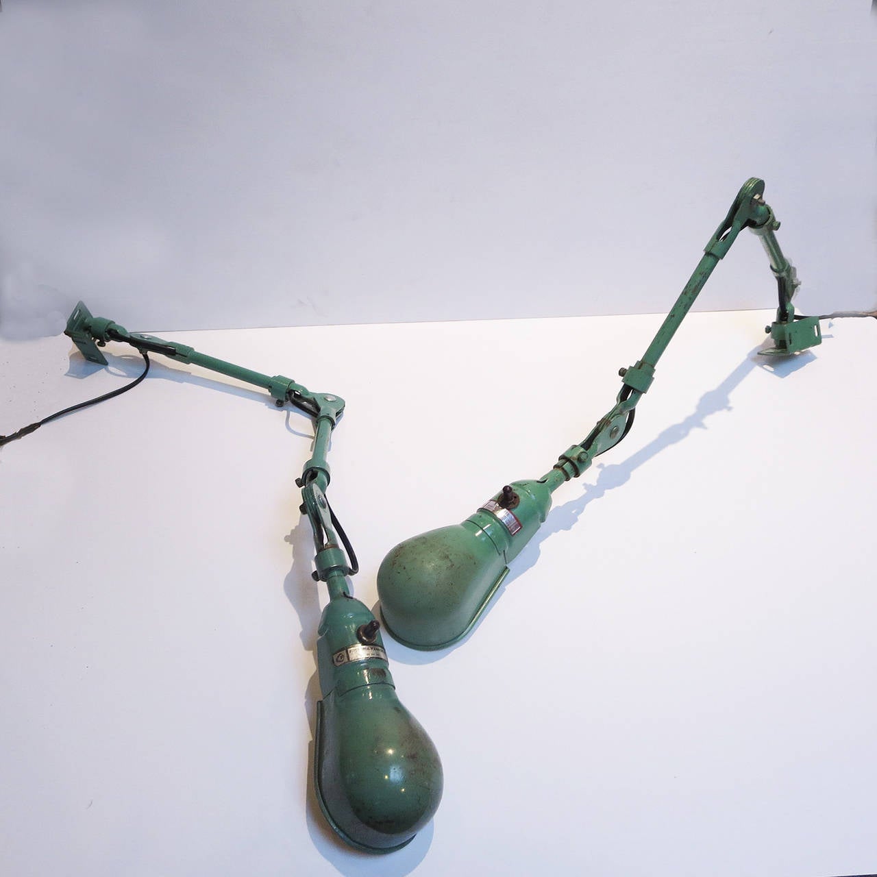 Industrial Painted Metal Articulated Lamps For Sale 2