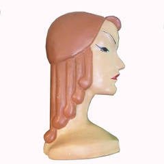 Art Deco Painted Plaster Display Head