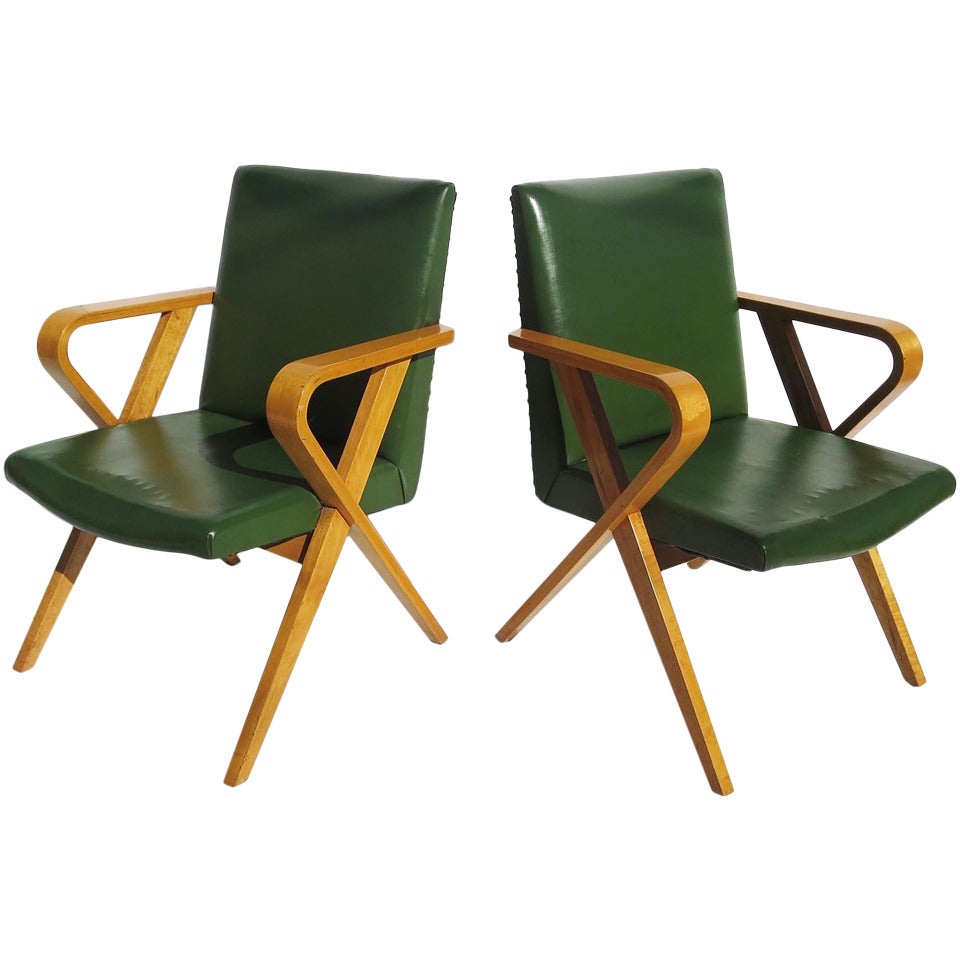 Stylized Bentwood Screening Room Chairs from Howard Hughes Studios For Sale