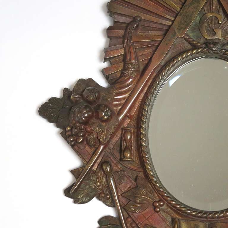 American Masonic Solid Bronze Wall Mirror