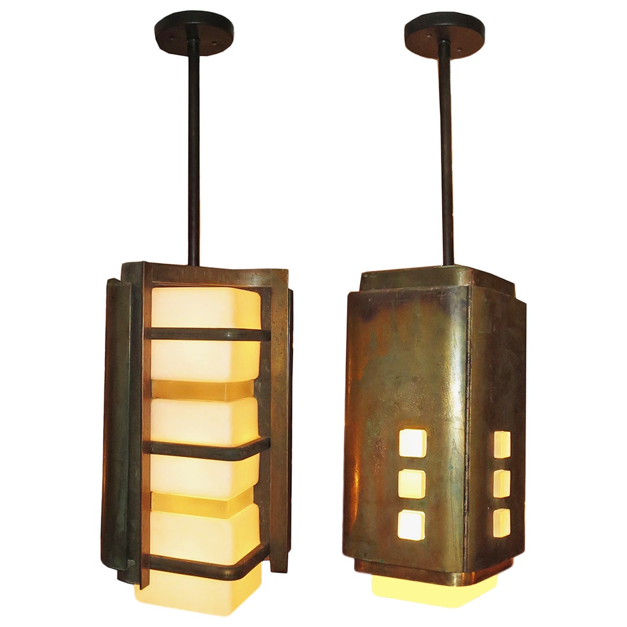 Stunning Architectural Bronze Hanging Lamps