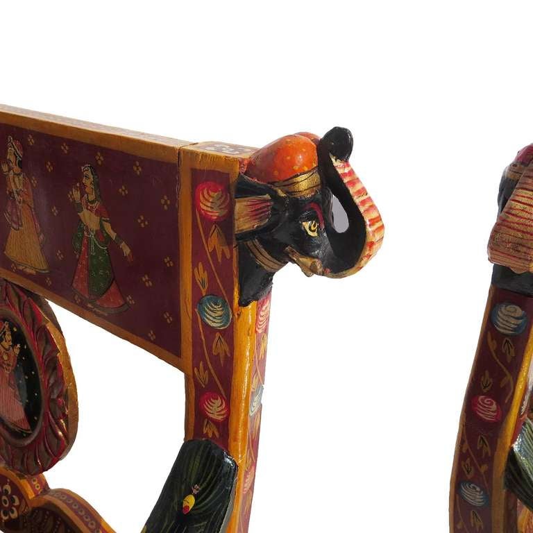 Hand Carved and Painted Indian Armchairs 1