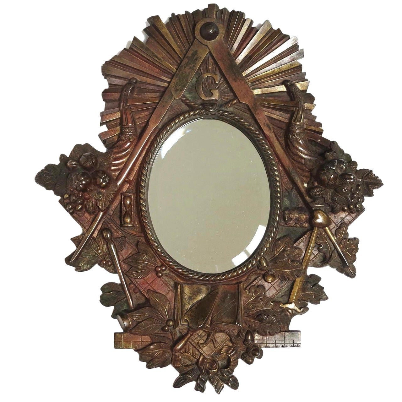 Masonic Solid Bronze Wall Mirror