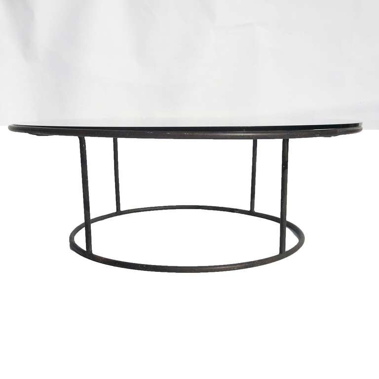 American Walter Lamb Bronze and Glass Coffee or Cocktail Table