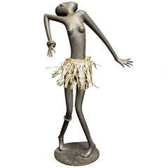 Afrikanische Tänzerin aus Bronze - Skulptur von Karl Hagenauer