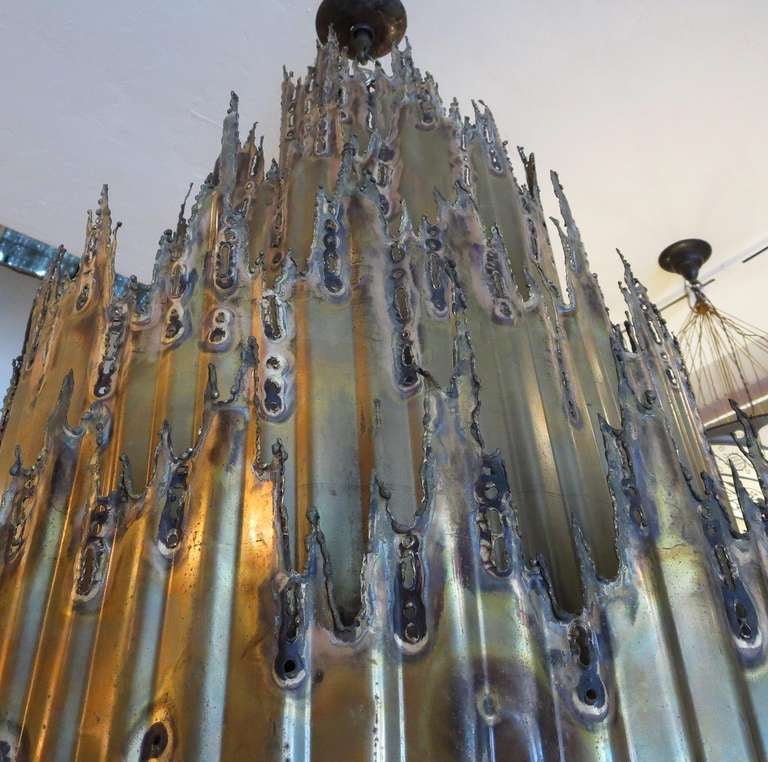 American Monumental Brutalist Chandelier by Tom Greene