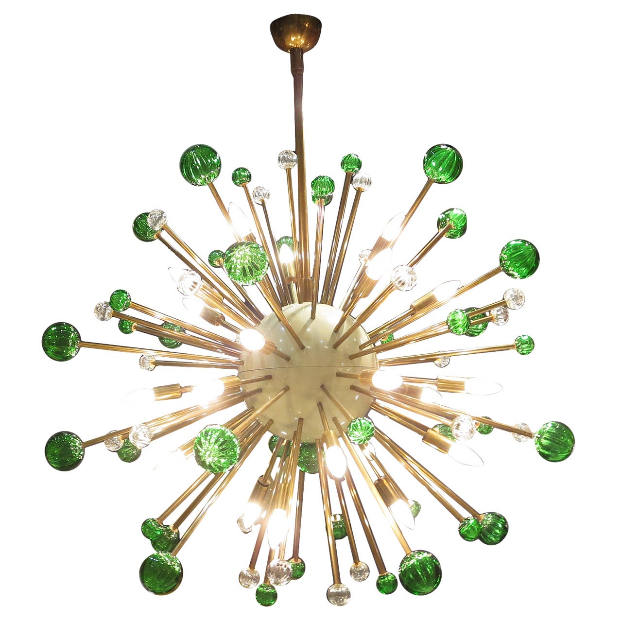 Amazing Italian Brass and Glass Sputnik Chandelier