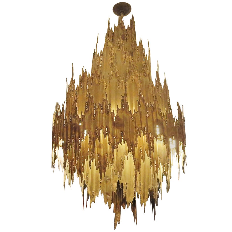 Monumental Brutalist Chandelier by Tom Greene