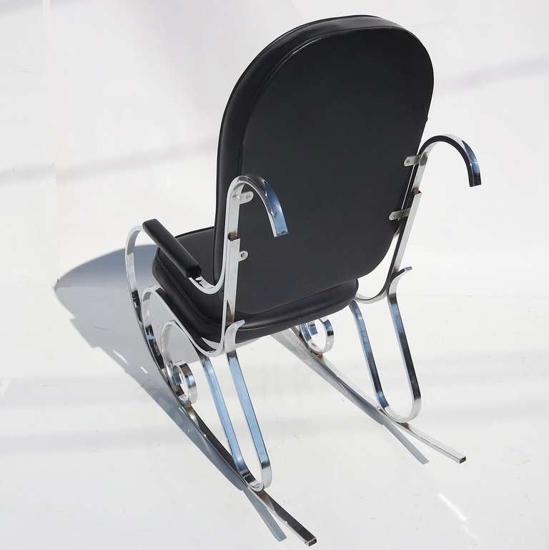 French Jimmy Durante's Maison Jansen Chrome Rocking Chair