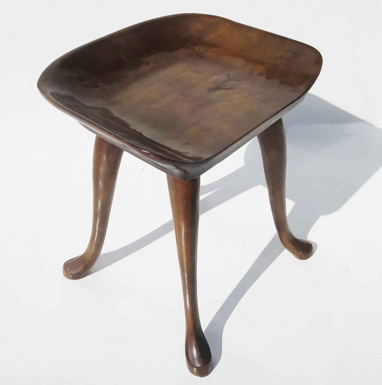 1960s Free-Form Carved Walnut Stool by Jean of Topanga For Sale at 1stDibs