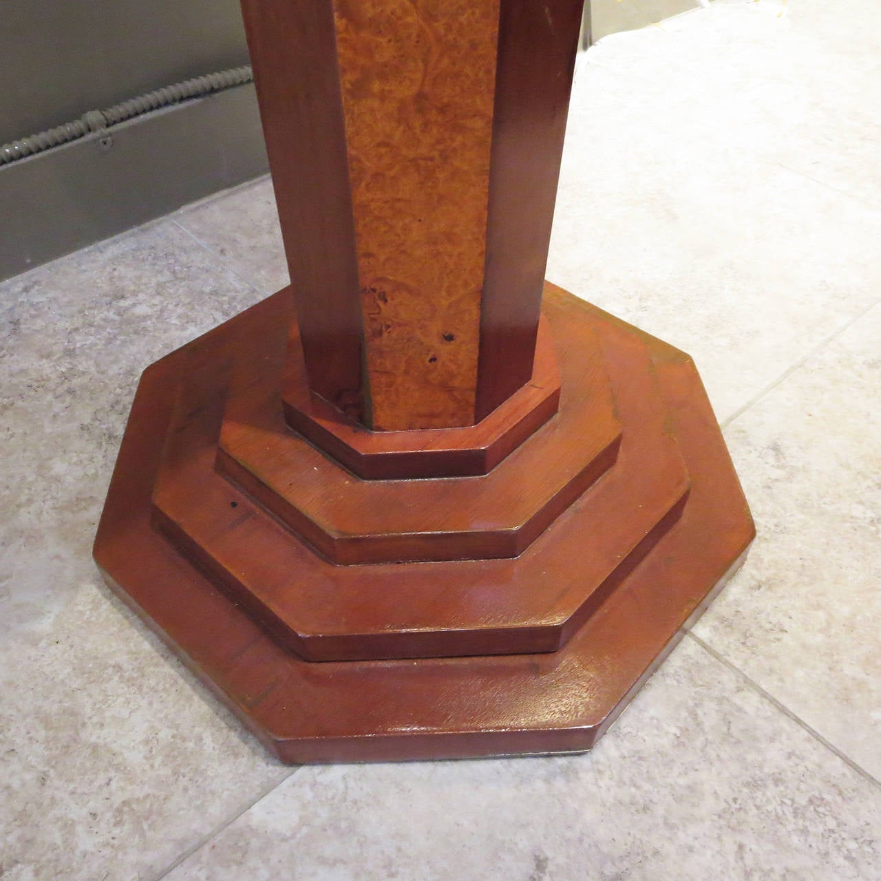 Mid-20th Century French Art Deco Home Fountain on Burl Wood Pedestal For Sale