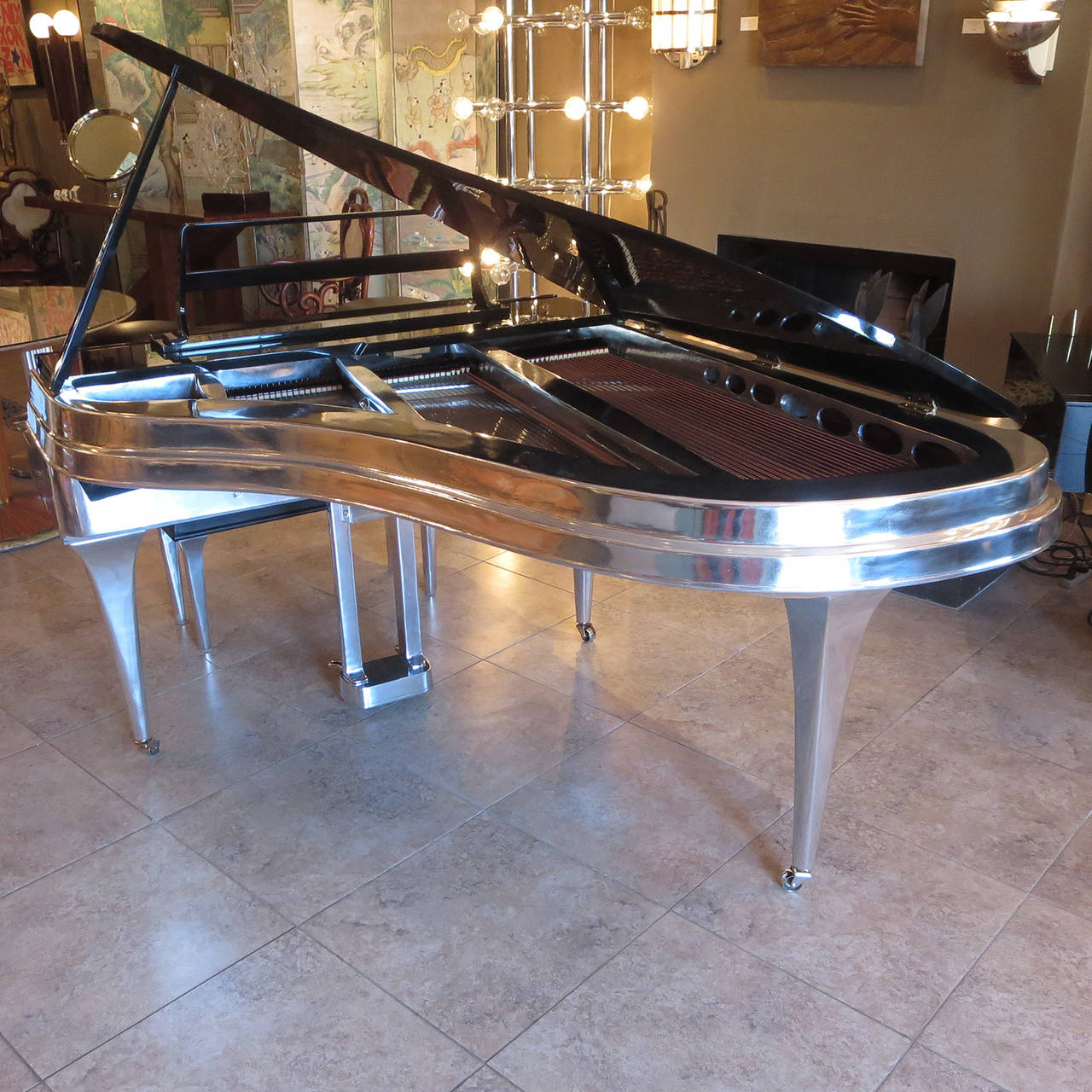 The Ultimate Rippen Piano in Polished Aluminum In Excellent Condition In North Hollywood, CA
