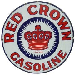 Vintage Red Crown Gasoline Double Sided Porcelain Sign