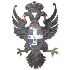 Painted Metal Eagle Crest Shield