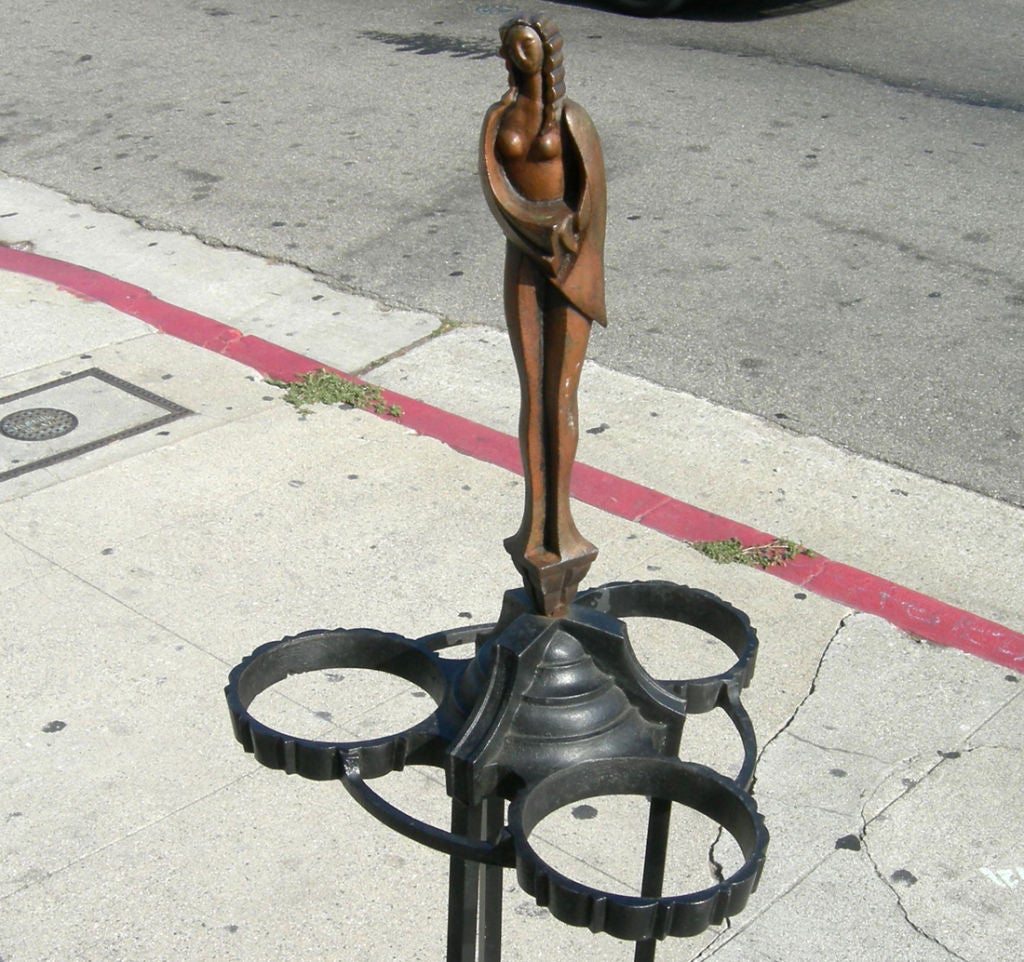 Wrought Iron Art Deco Figural Plant Stand