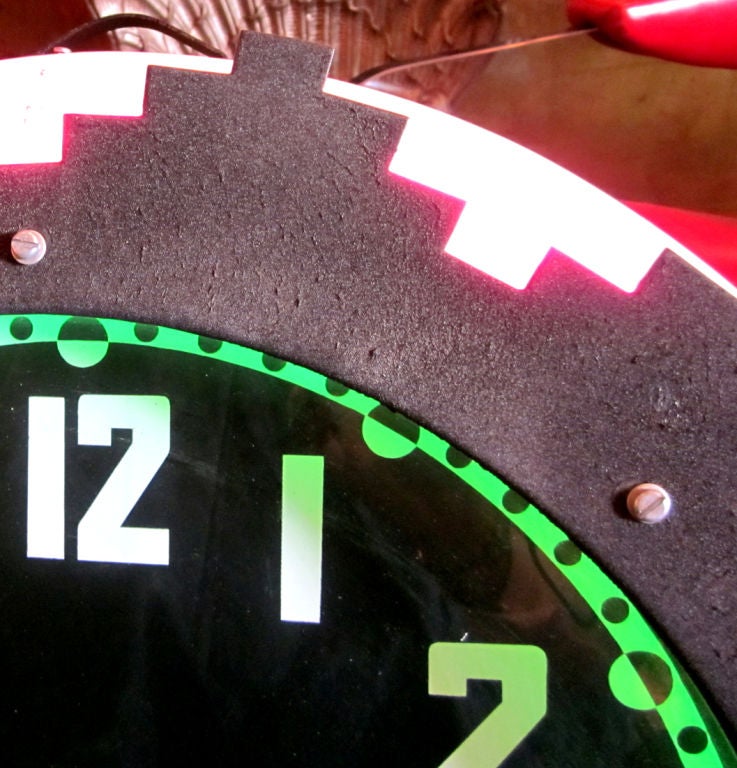 Art Deco "Aztec" Neon Clock