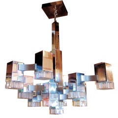 Sculptural 17 Lamp Cubix Chandelier by Gaetano Sciolari