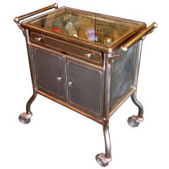 Vintage Steel Rolling Table / Display Cabinet