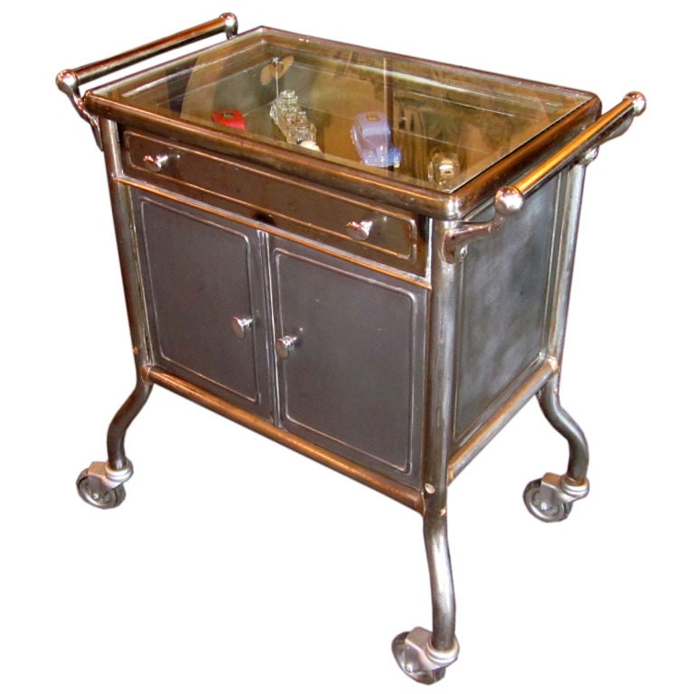 Steel Rolling Table / Display Cabinet at 1stDibs