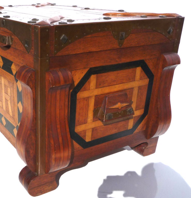 20th Century Phenomenal Parquetry and Brass Blanket or Hope Chest