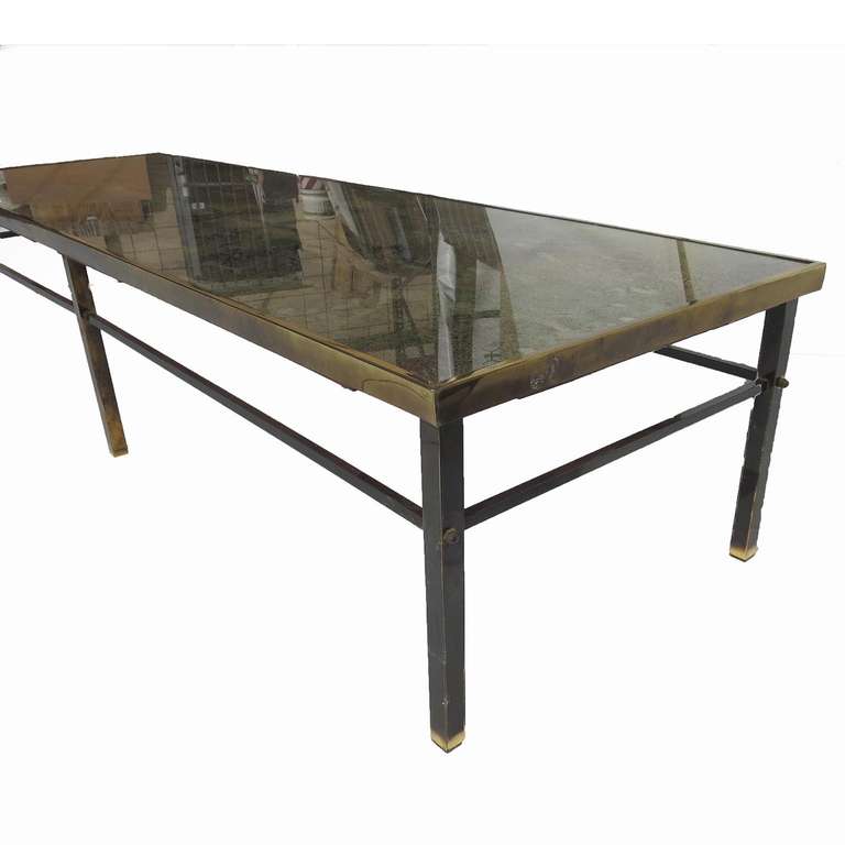 Mid Century Brass and Eglomise Glass Coffee Table 3