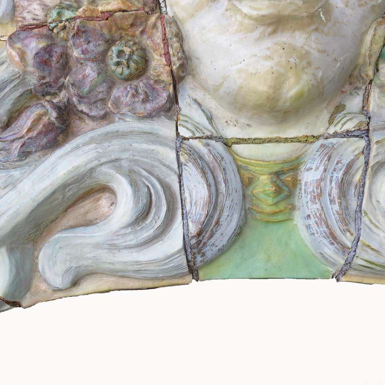 Monumental Art Nouveau Architectural Glazed Terracotta Head For Sale 2