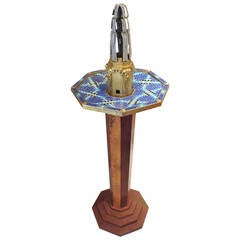 French Art Deco Home Fountain on Burl Wood Pedestal