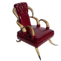 Fantastic Steer Horn and Leather Arm Chair